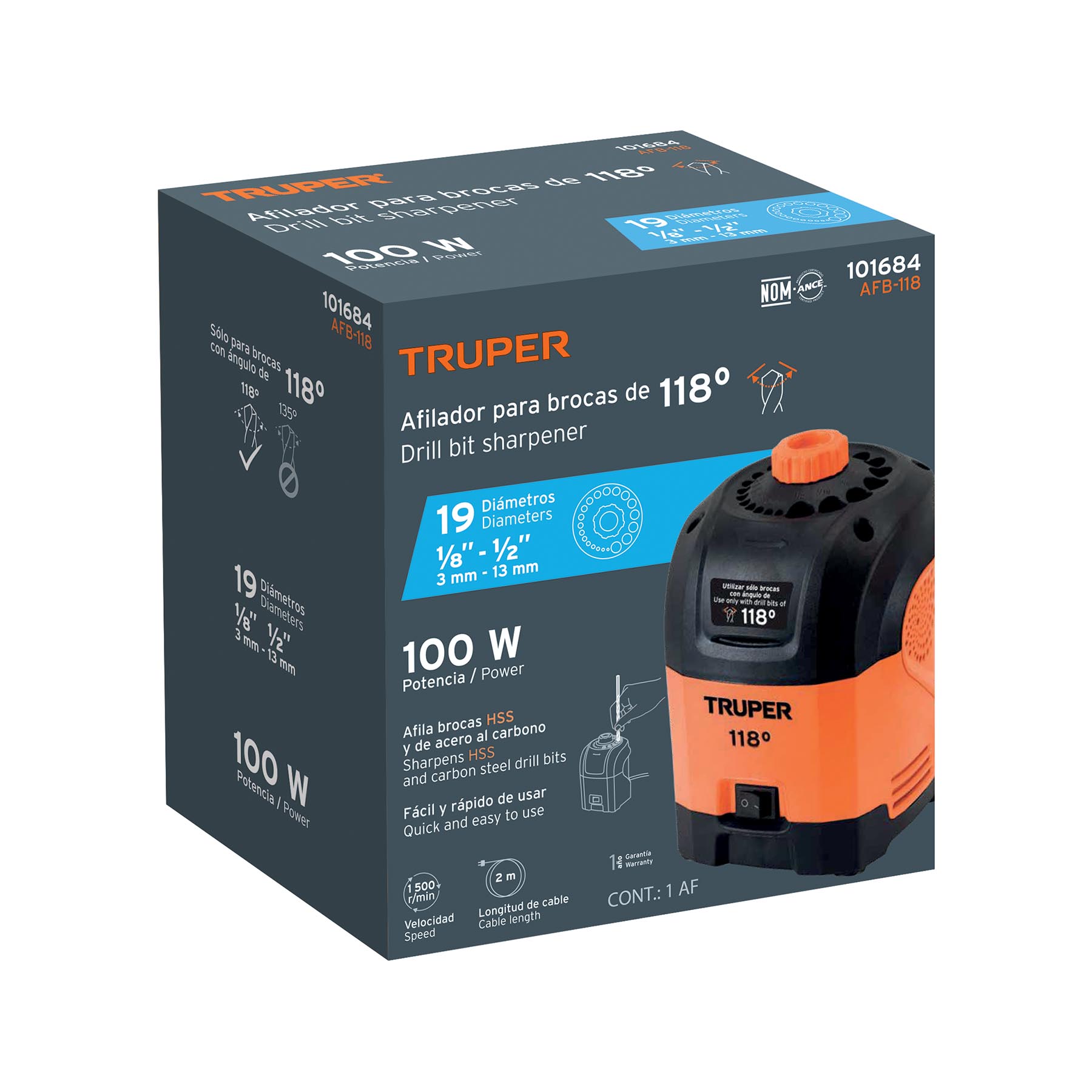 Afilador eléctrico para brocas con punta 118°, TRUPER - Image 4