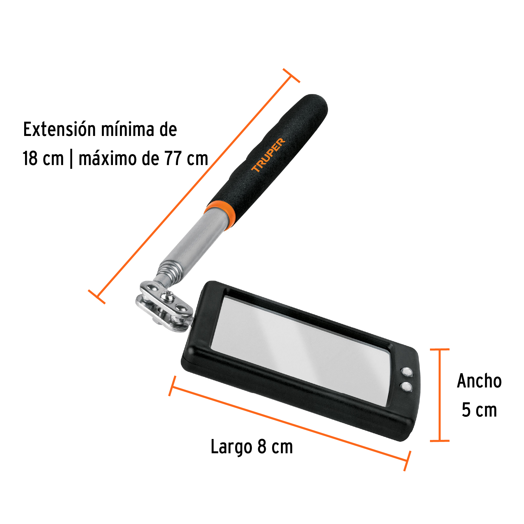 Espejo telescópico con luz LED, 5 x 8 cm, TRUPER - Image 4