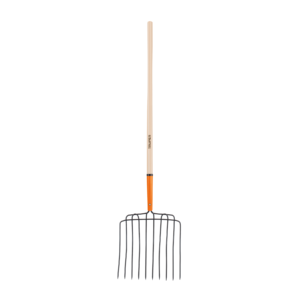 Bieldo para estiércol, 10 dientes, mango 48", cabeza soldada