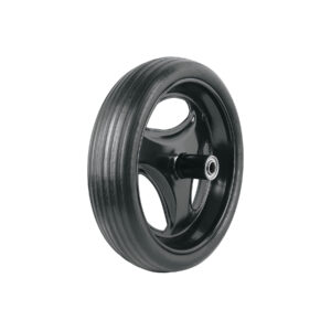 Llanta completa hule sólido 13-1/2", incluye eje y baleros