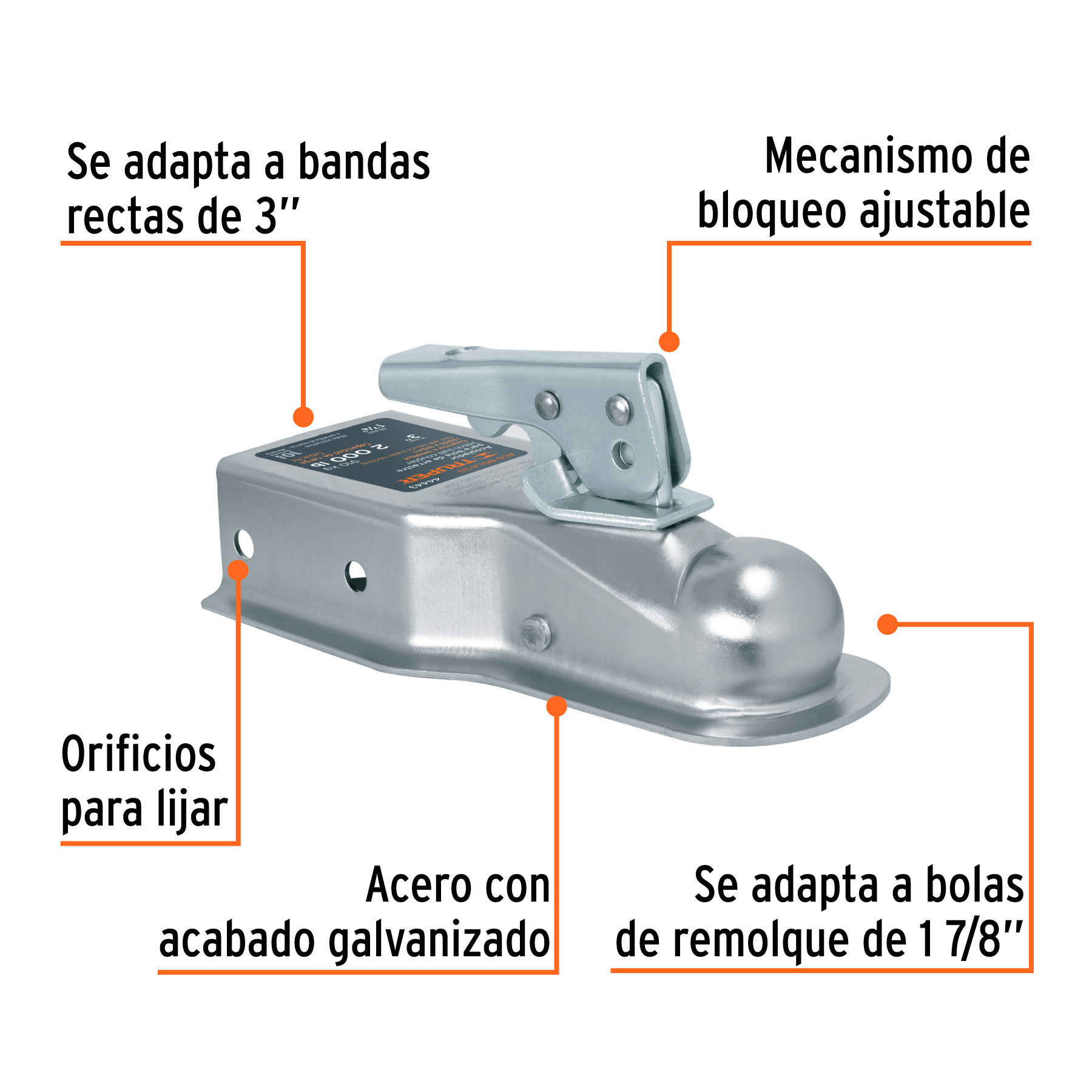 Acoplador para remolque, para bola de 1-7/8", TRUPER - Image 3