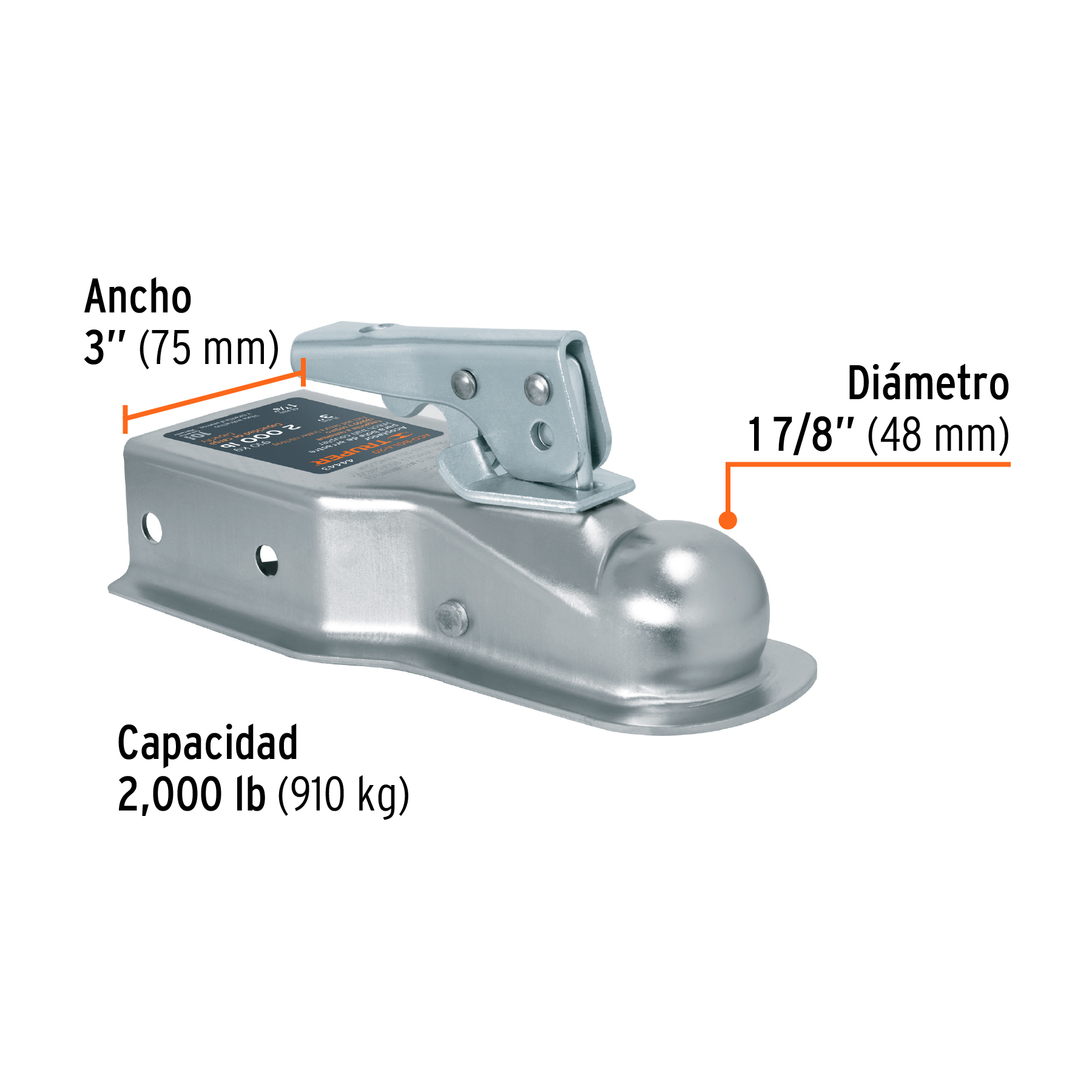 Acoplador para remolque, para bola de 1-7/8", TRUPER - Image 4