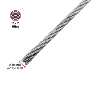Cables de acero galvanizado, rollo 5 m