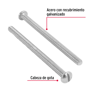 Tornillo tipo estufa 3/16" Cabeza de gota plana