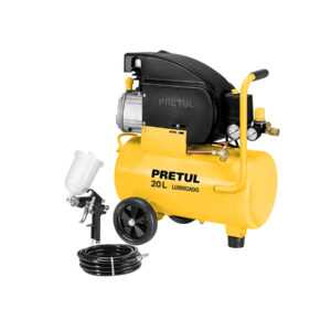 Kit compresor 20L, manguera y pistola gravedad, 127V, PRETUL