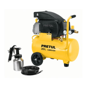 Kit compresor 20L, manguera y pistola baja, 127 V, PRETUL