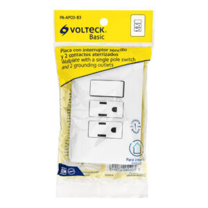 Placas con Interruptores Sencillos y Contactos 2 Polos + Tierra con 1 interruptor y 2 contactos