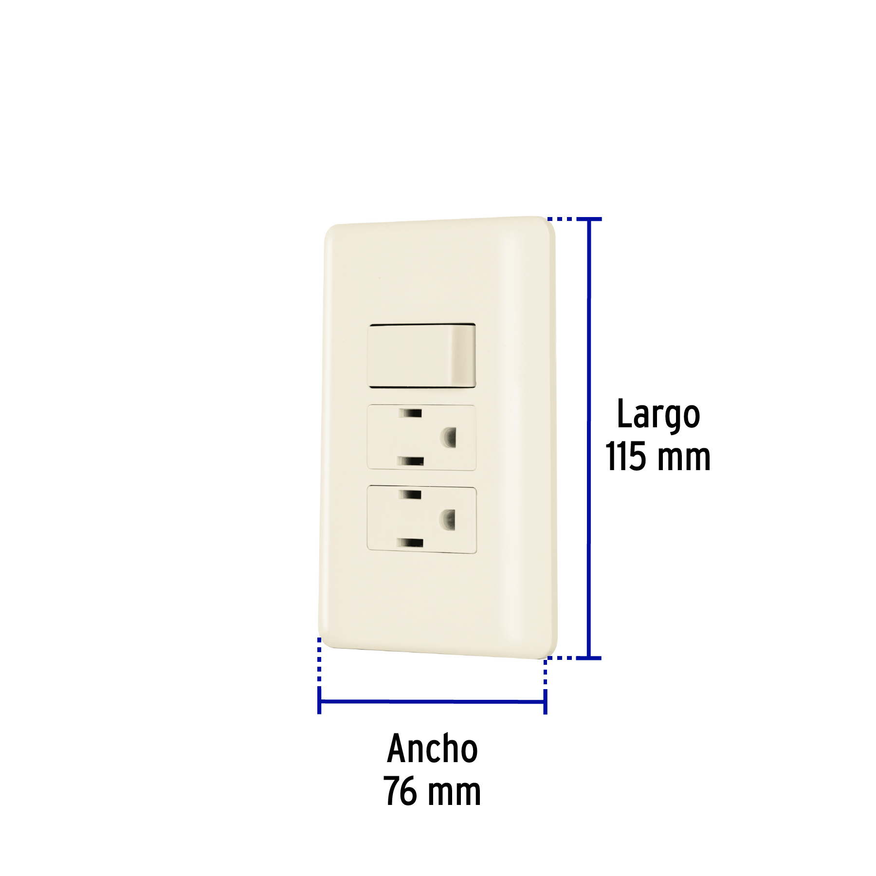 Placas con Interruptores Sencillos y Contactos 2 Polos + Tierra con 1 interruptor y 2 contactos - Image 3