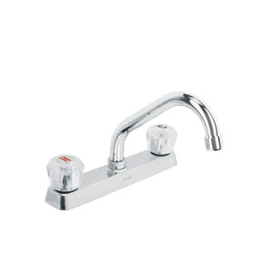Mezcladora 8" fregadero cromo, cuello corto, acrílico, BASIC